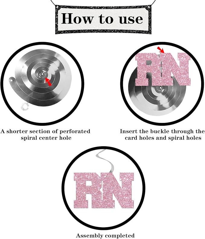 Nurse RN Graduation Hanging Swirl Decorations - Glitter 13 Pcs Nursing School Party Supplies - Medical Staff Streamers - Medical Nursing School Graduation Foil Swirls Ceiling Decorations Pink