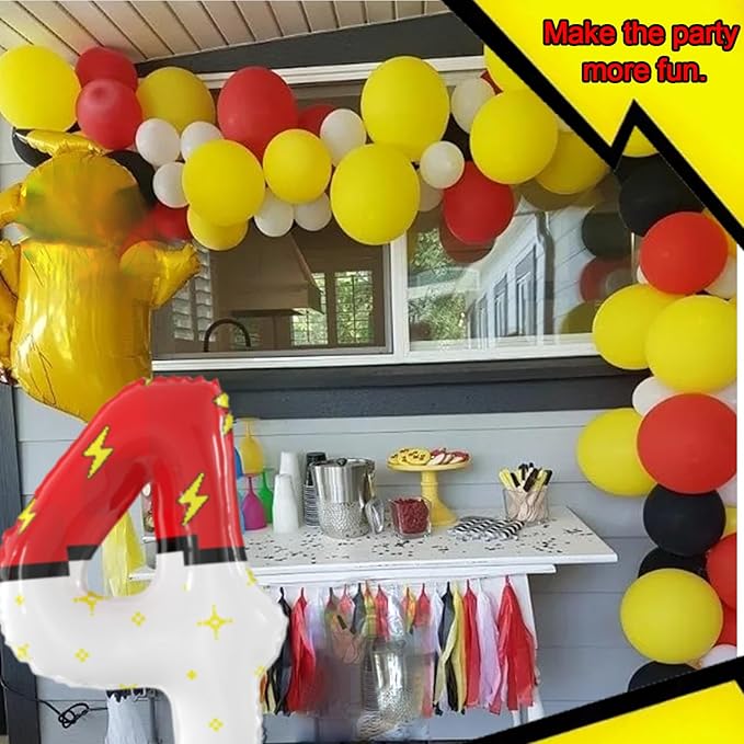 40 Inch Giant Red and White Cartoon Theme Number Foil Balloons - Large Number 4 Balloons Animation for Kids' Birthday Anniversary Party Decorations Supplies (Numbers 0-9 Available)