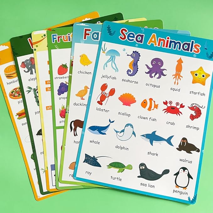 Lachilly Pre-Primer Fun Learning Poster Flash Cards - Perfect for Toddler Education, Pre-K and Kindergarten Learning Activities, Suitable for Autistic Children and Primary School Kids, 10 Sheets