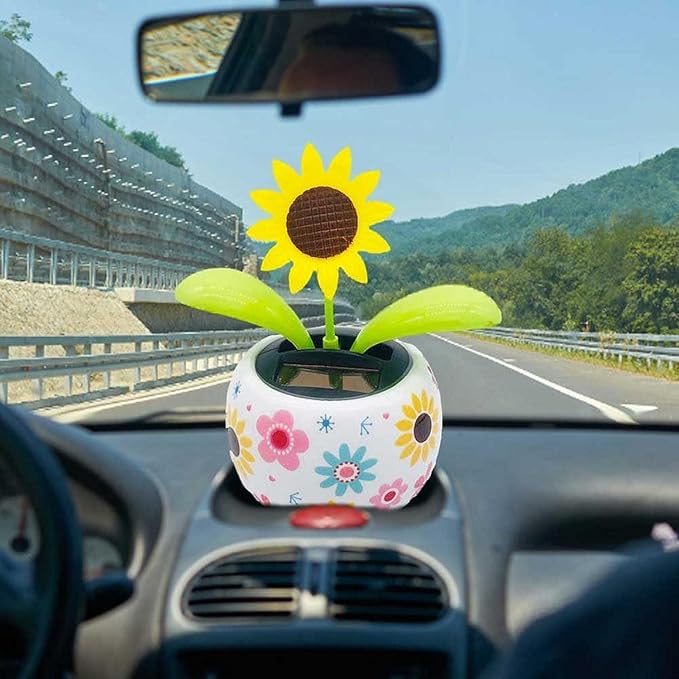 Solar Dancing Flowers Solar Powered Dancing Sunflower, Cute Solar Powered Dancing Swinging Flower, Swinging Solar Power Flip Flap Flower Decor for Car Home Desk,Learning and Education