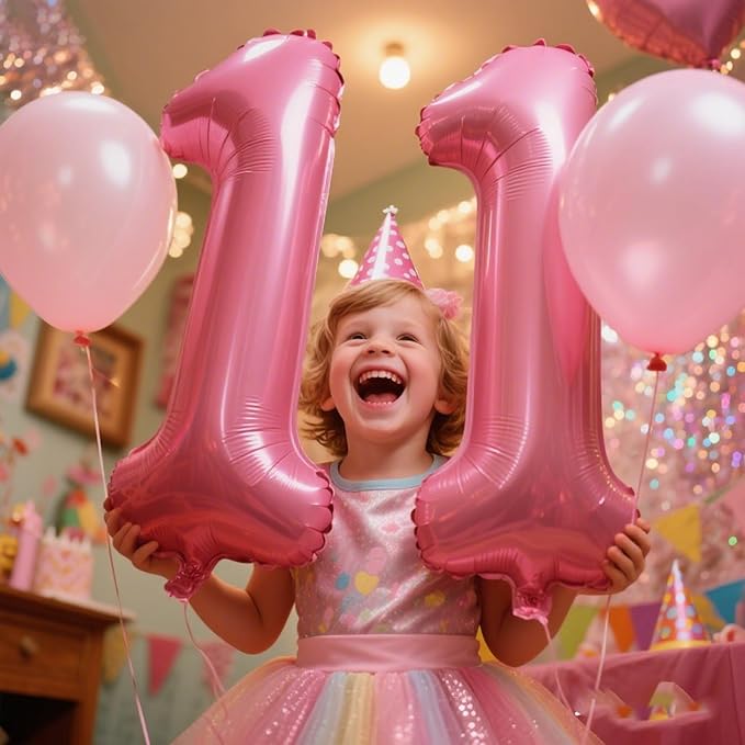 40 Inch Pink Number 11 Digital Balloon,Jumbo Mylar Foil Helium Balloon for 11 Balloons for Birthday Party,Wedding Anniversary Party Decorations