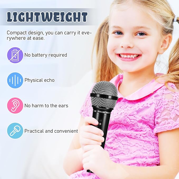 NUOBESTY Microphone for Kids, 6.4" Fake Toy Microphones for Toddler Plastic Pretend Play Mic Prop Toys for Halloween, Christmas, Party Favors, Kid Karaoke Costume Prop