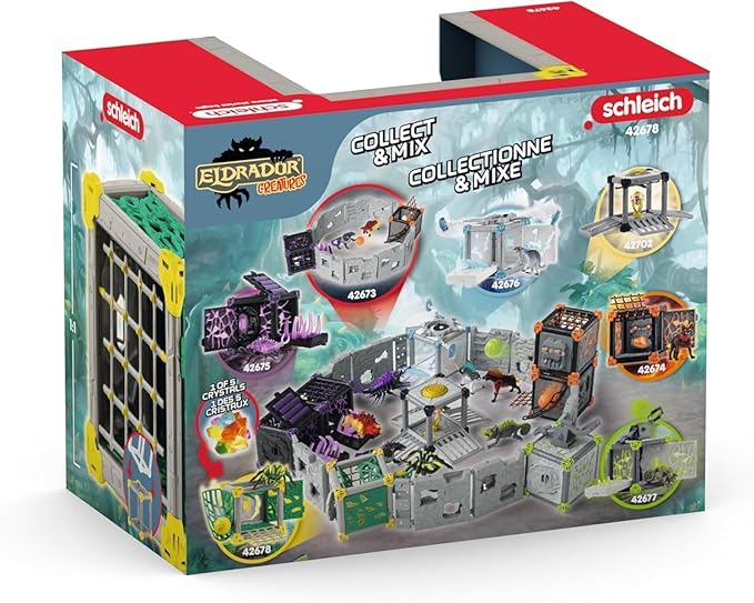 Schleich Eldrador Creatures - 28 PC Jungle Battle Cave with Spider Toy Playset - Tarantula Figurine for Boys and Girls with Expandable Fortress - Interactive, Imaginative Play for Kids Ages 7+ | 42678