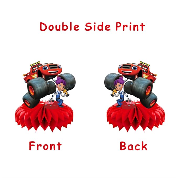 8Pcs Cartoon For Blaze and The Monster Honeycomb Table Centerpiece,Birthday Party Supplies Table Decorations for Party Decorations.