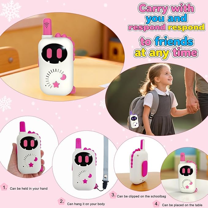 Set of 2 Robot-Themed walkie-talkies for Children, Cartoon mini Design walkie-talkies, Suitable Toys for Boys and Girls for Outdoor Adventures, Camping and Hiking, Christmas or Birthday Gift