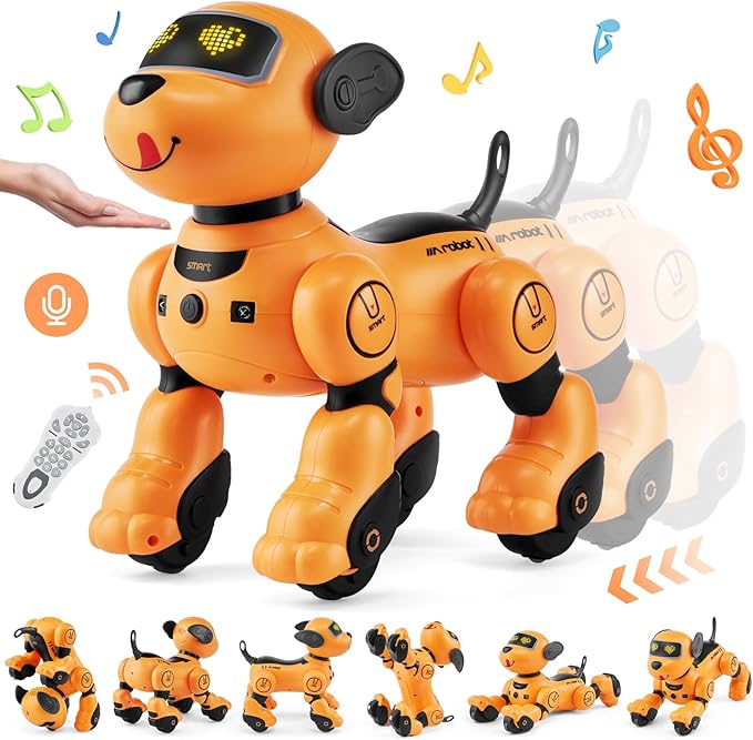 VEVOR Remote Control Robot Dog Toy, 2.4GHz RC Dog Programmable Smart Interactive Robotic Pet for Kids with Follow Function, Touch & Voice Control, Singing Dancing RC Stunt Toy for Age 3+ Boys Girls