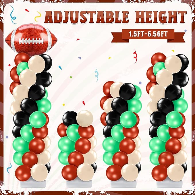 Kasyat 2 Sets Football Balloon Column Stand Kit Football Balloon Arch Garland with Adjustable Stands Tower Kit 100 Latex Balloons Foil Balloons for Game Sports Birthday Party Decorations