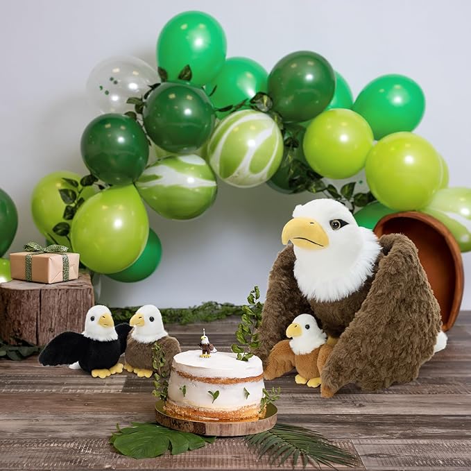 4Pcs Bald Eagle Stuffed Animal with Bendable Wings, 31.5 Inch Mommy Eagle Plush with 3 Chicks, Eagle Plushie Toy Gifts for Boys and Kids