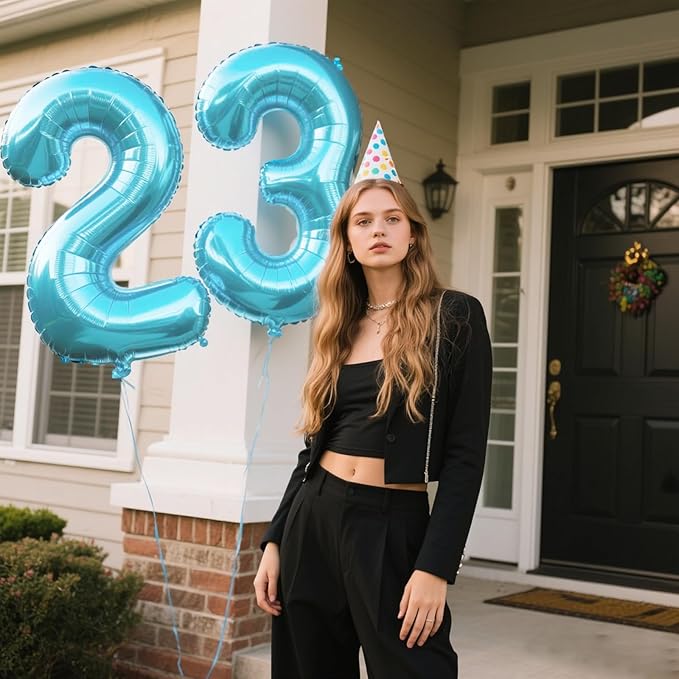 40 Inch Light Blue Number 23 Digital Balloon,Jumbo Mylar Foil Helium Balloon for 23 Balloons for Birthday Party,Wedding Anniversary Party Decorations