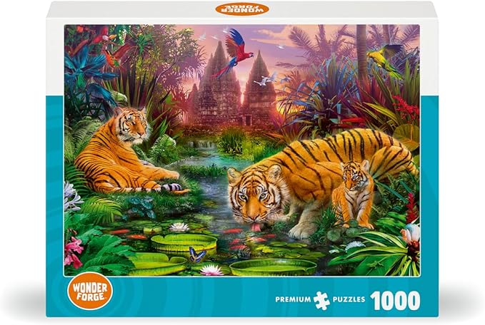 Wonder Forge Tiger Family 1000 Piece Jigsaw Puzzle for Adults | Unique, Perfectly-Fitting Pieces | Fun, Vibrant Imagery | Amazon Exclusive