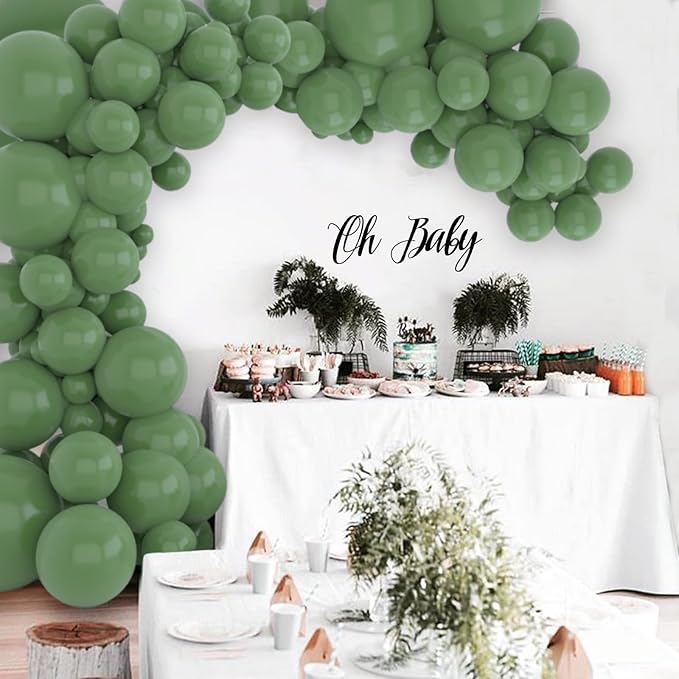 134Pcs Sage Green Balloons Different Sizes 5 10 12 18 Inch Sage green Latex Balloon for Birthday Wedding Baby Shower. (Sage green)