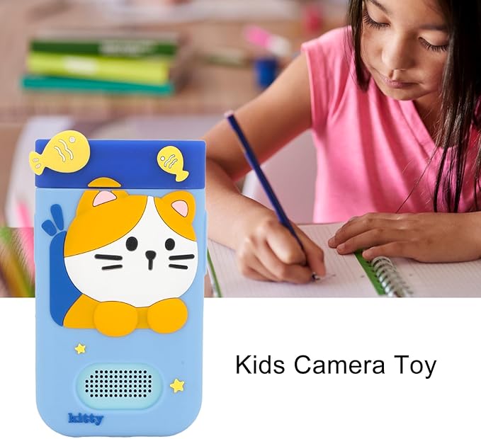 48MP 1080P HD Kids Smart Phone, 2.8in Touchscreen Camera with Autofocus, 180° Rotating Lens, Music Player, Games, Voice Recorder, for Boys Girls, with Carton Stickers (Blue Bear)