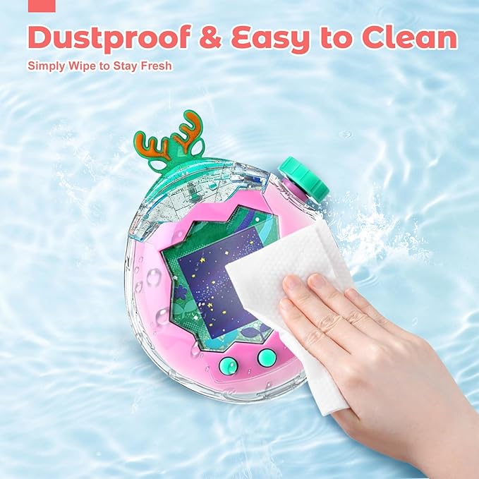 Case for Tamagotchi Paradise – PC Protective Hard Shell with Cute Cartoon Cover & Detachable Christmas Lanyard,Durable Protective Housing for Tamagotchi Paradise Virtual Pet Machine[Antlers]