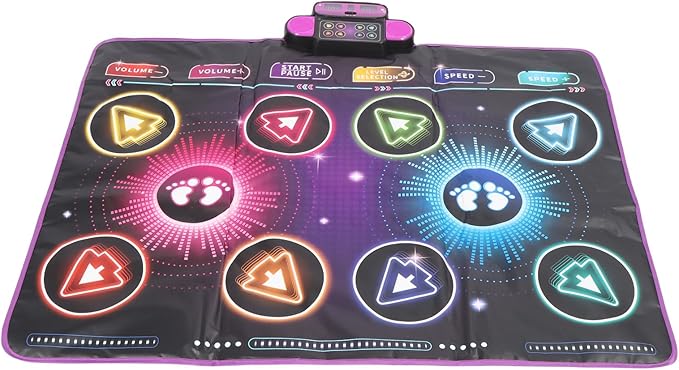 CHICIRIS Electronic Dance Mat for Kids, Built in Music Interactive Dance Game Pad with Dual Player Mode for Home Use, Polyester Fiber Material
