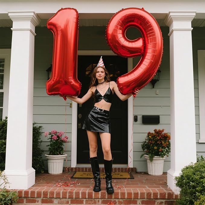 Red Number 9 Balloon 40 Inch Jumbo Mylar Foil Helium Balloon for 19 29 39 90 99 Birthday Party Decorations, Anniversary Supplies & Giant Number Displays Birthday Party Anniversary Supplie