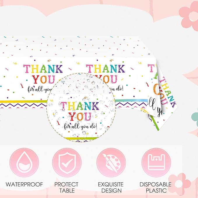 41Pcs We Appreciate You Decorations Rainbow Color Thank You Themed Tableware Set Appreciation Plates Napkins Tablecloth丨Teacher Nurse Employee Staff Pastor Volunteer Appreciation Week Decor,Serve 20