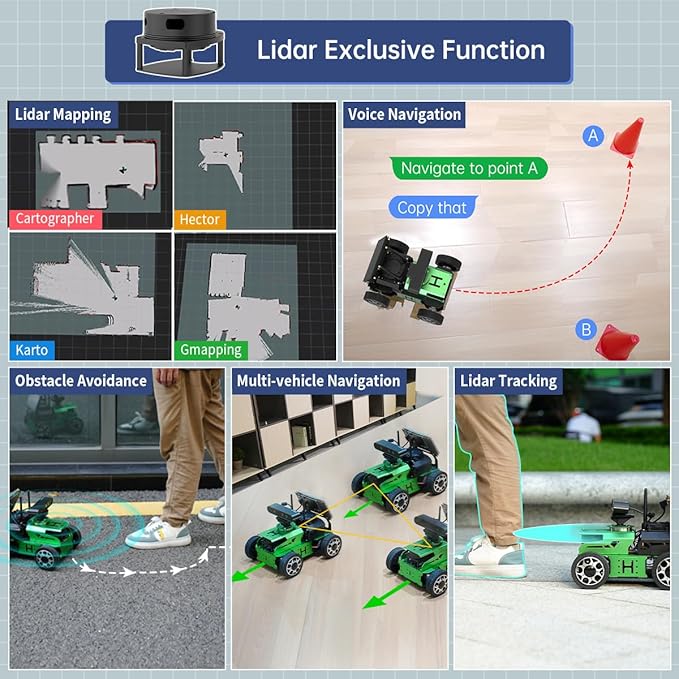 JetAcker ROS2 Robot Car with ChatGPT Large AI Models, Lidar SLAM Mapping Navigation Path Planning Autonomous Driving AI Depth Camera Voice Control ROS Education Robot, Advanced Kit & Orin Nano 8GB
