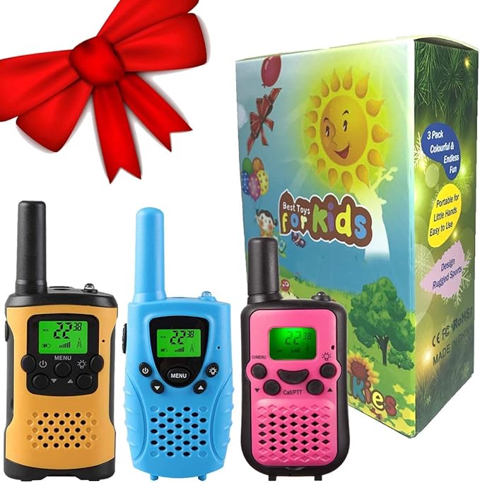 inYYTer 3 Pack New Walkie Talkies for Kids, 4KMs Long Range Kids Walkie Talkies 2 Way Radio Walky Talky, Best Gift for Age 3-12 Boys and Girls Yellow