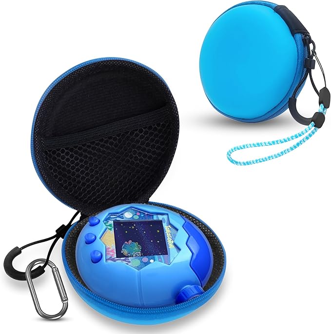 Carrying Case for Tamagotchi Paradise/Nano-MALS, Hard EVA Portable Storage Protector Cover with Lanyard & Carabiner for Kids, Case Only (Blue)
