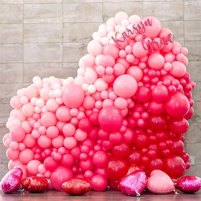 Pink Balloons, 12 Inch Metallic Hot Pink Chrome Magenta Heart Balloons Birthday Party Decorations, Baby Confetti Balloon for Valentines Day Girls Happy Birthday Decoration Princess Party
