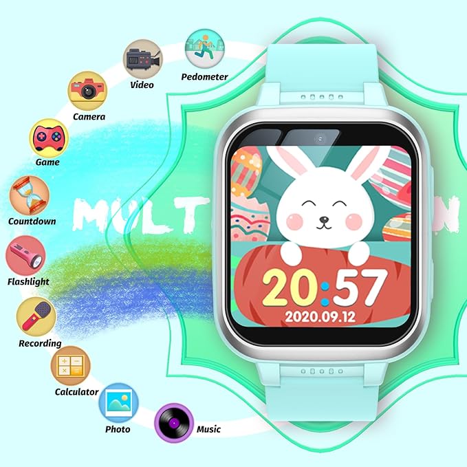 Kids Smart Watch with Puzzle Games HD Touch Screen Camera Video Music Player Pedometer Alarm Clock Flashlight Fashion Kids Smartwatch Gift for 6-13 Year Old Boys Girls Toys