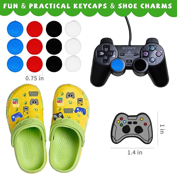 Bluegogo 146 Pcs Video Game Party Favors: VIP Passes Keychains Tattoo Stickers Shoe Charms Button Caps Bags for Gaming Party Favors