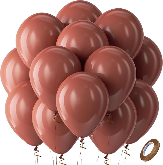 Bezente Dark Brown Latex Party Balloons - 100 Pack 12 inch Round Helium Boho Neutral Coffee Tan Balloons for Graduation Birthday Boy Gender Reveal Jungle Safari Woodland Fall Party Decorations