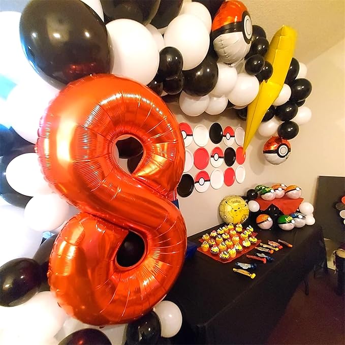 40 Inch Red 8 Balloons Number, Big Self Inflating Foil Girls 8th Birthday Balloon for Boys Women 18th Happy Birthday Party Decoration Anniversary Graduation Celebration Christmas for Men Supplies