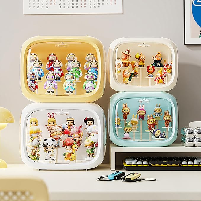 Display case for Plush Doll, Upgrade Large-Sized Display Box for 6.7in Dolls Clear Acrylic Display Box with Door Dust and Moisture Proof Suitable for Lego Collectibles Action Figures Pop Mart