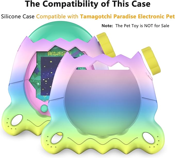 Silicone Case for Tamagotchi Paradise with Button Cap, Protective Cover with Screen Protector and Lanyard for Tamagotchi Paradise Pet Accessories (Rainbow)