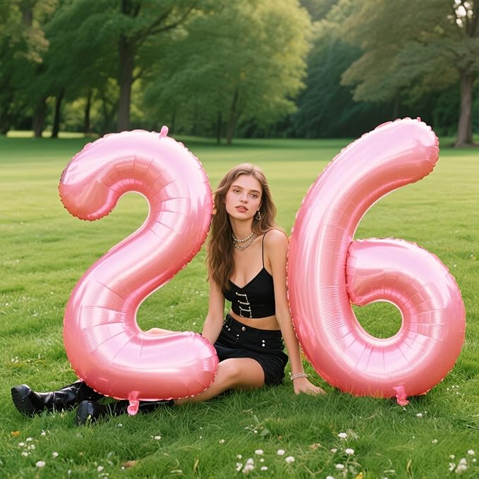 40 Inch Pearlescent Pink Balloon Number 6 Balloon,6 Foil Mylar Helium Large Digital Balloon Birthday Numbers Jumbo Balloons 16th or 61st Anniversary Party Decorations Supplies