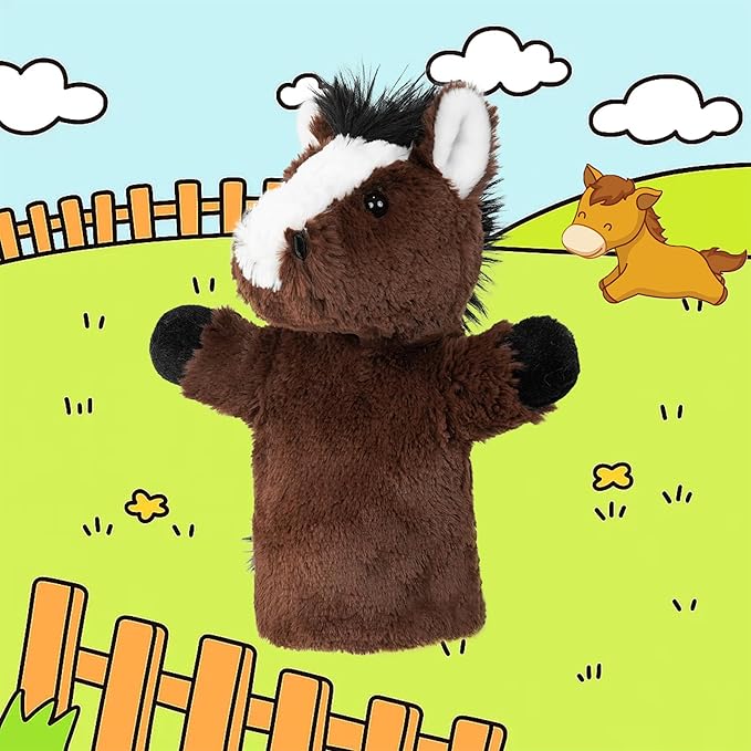 Animal Puppet Large Farm Themed Toy for Creative Play Adult Size Stuffed Interactive Role Play Educational Storytelling Brown Horse