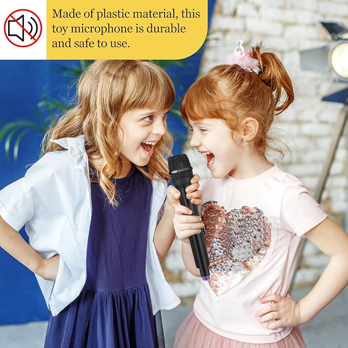 TOYANDONA Fake Microphone Prop - Realistic Plastic Play Mic Toy for Kids Pretend Singer Role Play, Speech Practice, Karaoke Stage Performance & Birthday Party Costume Accessory (Bottom Random Color)