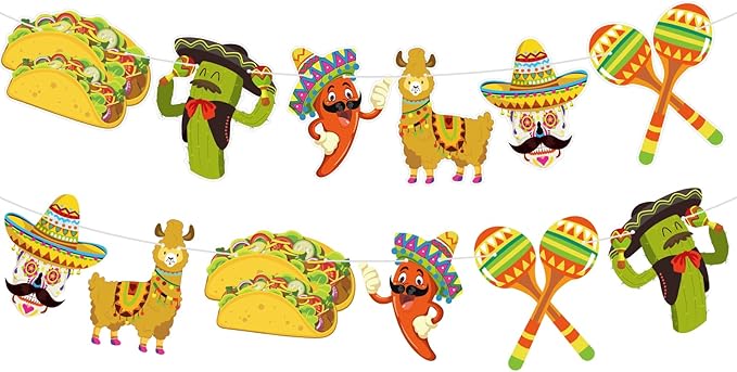 Mexican Party Decorations Fiesta Party Decorations Happy Birthday Banner Decor Supplies for Fiesta Mexican Themed Taco Birthday Day of the Dead Supplies 5 Cinco De Mayo Women Men