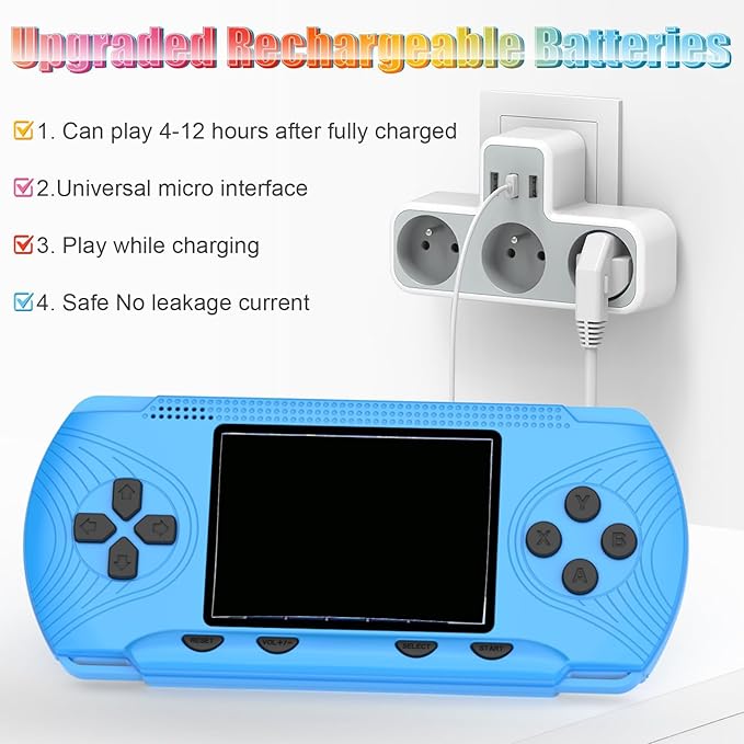 Handheld Games for Kids - Kids Video Game Player Preloaded 258 Retro Video Games, Portable Gaming Player with 3 Cartridges & 3" HD Screen Travel Electronic Toy Birthday Xmas Gift for Boys Kids 4-12