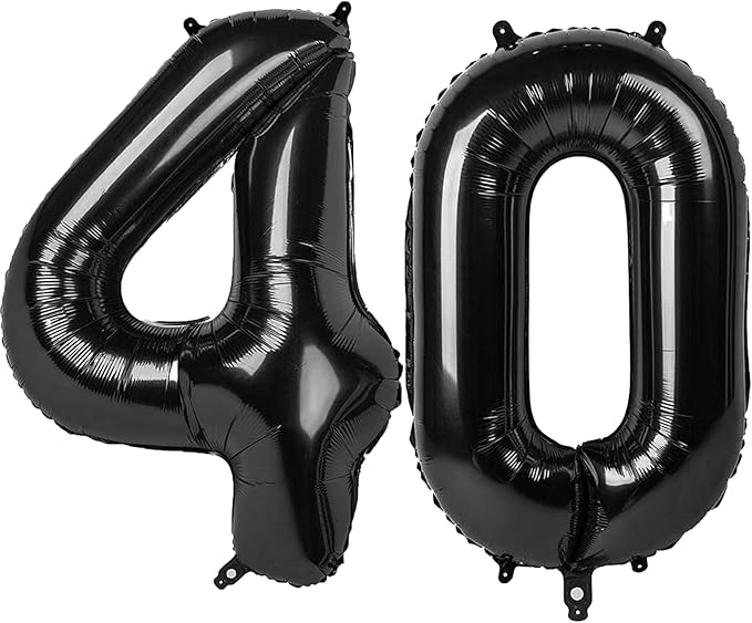 40 Inch Black Number 40 Digital Balloon,Jumbo Mylar Foil Helium Balloon for 40 Balloons for Birthday Party,Wedding Anniversary Party Decorations