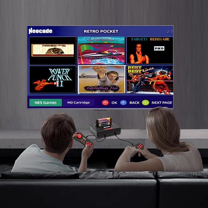 Retro Game Console 12 MD Games Cartridge Portable 18 Built-in PIKO Classical Licensed Games Plug and Play Video Games for TV, Gifts for Boys Girls Adults