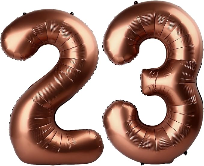 40 Inch Dark Brown Balloon Number 23,Chocolate Jumbo Mylar Foil Helium Balloon for 23th Digital Balloons for Birthday Party,Wedding Anniversary Party Decorations