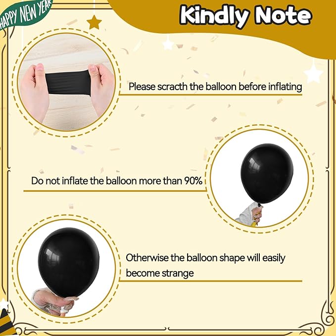 New Year Balloons Back Gold, Happy New Year 2026 Decorations Set, 50 Pcs 12Inch Eve Party Balloon Foil Balloons For 2026 Years Eve Party Supplies Decorations