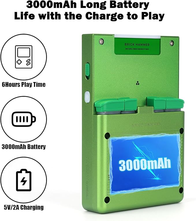 Trimui Brick Hammer Handheld Game Console with 3.2 inch IPS Screen and 3000mAh Battery, Retro Video Games Console with Pre-Installed 64GB TF Card and WiFi Function (Wild Green)