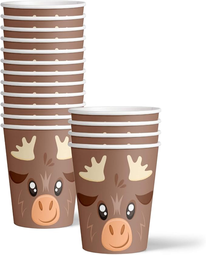 Moose Birthday Party Supplies Set Plates Napkins Cups Tableware Kit for 16
