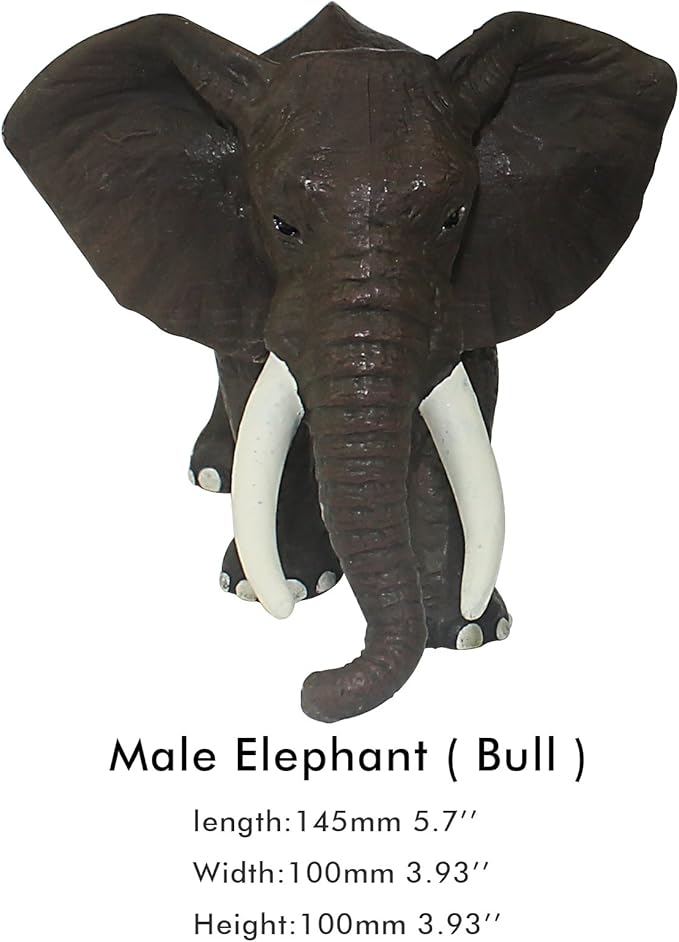 FUNSHOWCASE African Jungle Animals Toy Elephants Figure Realistic Plastic Figurine Playset 3 Pcs