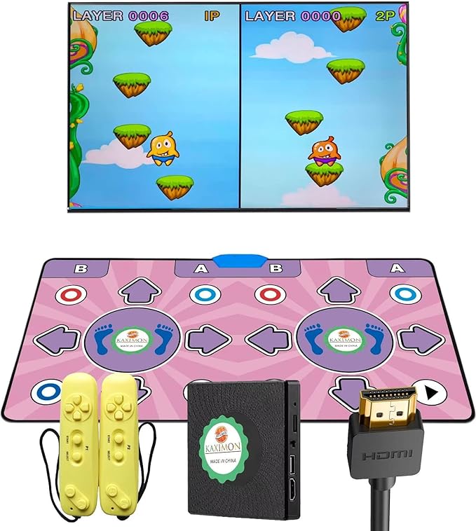 Dance Mats, Double Dance Mat with TV HD Port for Kids and Adults, Non-Slip Wireless Dance Pad with English Manual, Plug and Play, Christmas Birthday Gifts