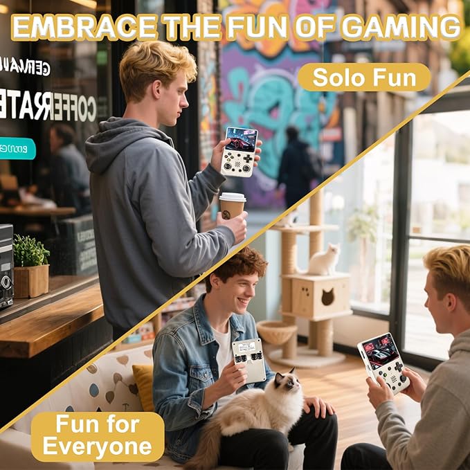 RG36PRO Video Game Console - Support 30000+Classic Games, 64G TF Card, Open Source System, 3.5-Inch Screen, 3000mAh Battery, Portable Console for Travel, Gift for Adult or Partner-White