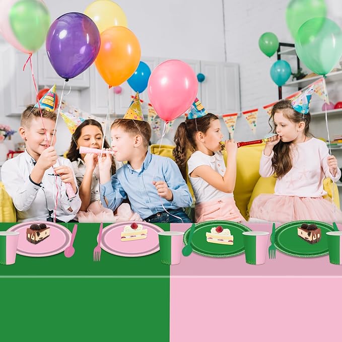 142pcs Pink and Green Witch Party Decorations Tableware, Witch Table Centerpieces Party Supplies, Tableware Set Cups for Girls Birthday Party Decorations Severs 20 Guests