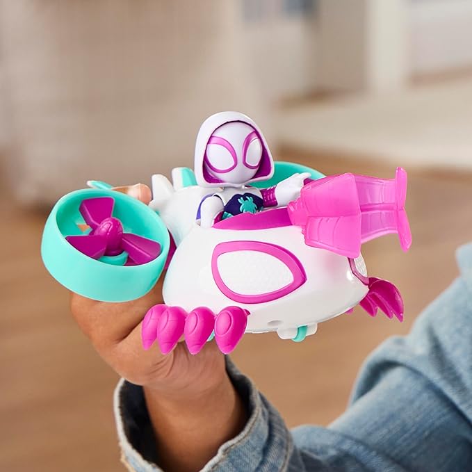 SPIDEY AND HIS AMAZING FRIENDS Marvel Ghost-Spider Copter Toy Vehicle with 3-Inch Action Figure & Accessory, Super Hero Toys, Kids Ages 3+