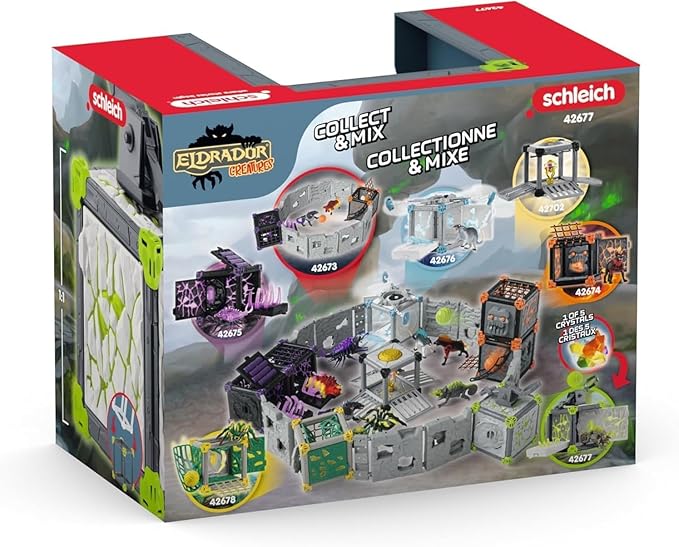 Schleich Eldrador Creatures - 34 PC Stone Battle Cave with Chameleon Toy Playset - Lizard Figurine for Boys and Girls with Expandable Fortress - Interactive, Imaginative Play for Kids Ages 7+ | 42676
