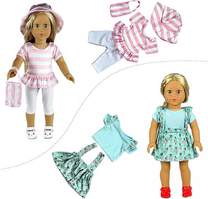 20 pcs 18 inch Doll Clothes and Accessories for American 18 inch Girl Doll Clothes Gift Including 10 Complete Sets of Clothing