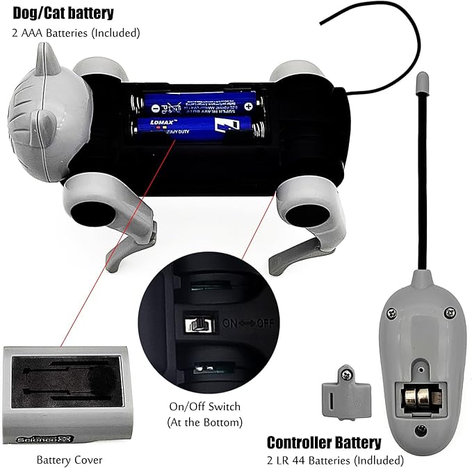 Tipmant Electric Remote Control Robot Dog RC Mechanical Animal Vehicle Electronic Pets, DIY Installation, Dog Cat 2 Heads, Kids Birthday Gifts