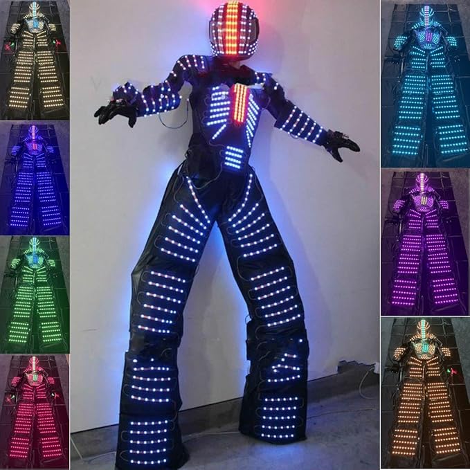 LED Robot Costume Suit Illuminated Party Dance RGB Luminous Armor Bar Light Show Dance LED Night Lights Clothing
